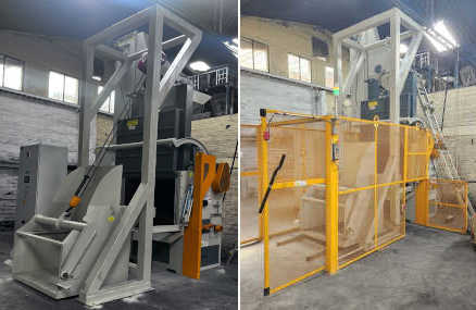 Máquina Granalladora De Cinta Rotativa Modelo ET-160 Y Cargador Para Piezas De Fundición De Hierro